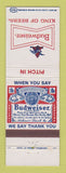Matchbook Cover - Budweiser Beer Pitch In