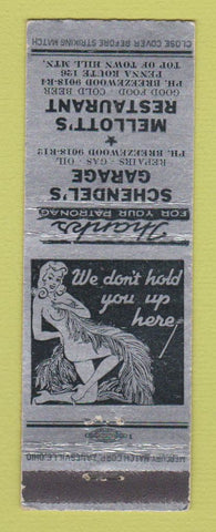 Matchbook Cover - Mellott's Restaurant Breezewood? PA? Girlie