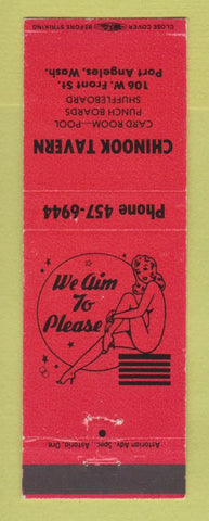 Matchbook Cover - Chinook Tavern billiards cards Port Angeles WA girlie