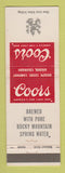 Matchbook Cover - Coors Beer Golden Colorado