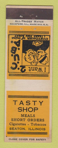 Matchbook Cover - Tasty Shop Meats Seaton IL girlie back