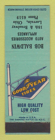 Matchbook Cover - Gooyear Tires Bob Baldwin Lorrain OH