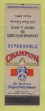 Matchbook Cover - Champion Spark Plugs Savannah Auto Parts