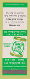 Matchbook Cover - Quaker State oil gas MF Motel Cafe Bismarck Mandan ND