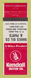 Matchbook Cover - Kendall oil gas Oakes Auto Parts Meridean MS