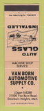Matchbook Cover - Van Born Auto Supply Glass Dearborn Heights MI