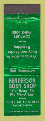 Matchbook Cover - Henderson Auto Body Shop Chattanooga TN WEAR