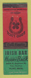 Matchbook Cover - Irish Bar Flint MI girlie back