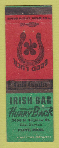 Matchbook Cover - Irish Bar Flint MI girlie back