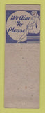 Matchbook Cover - Irish Bar Flint MI girlie back
