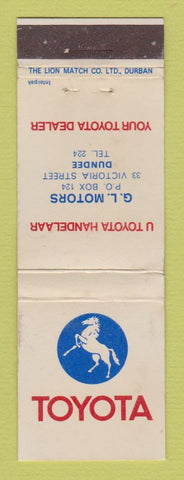 Matchbook Cover - Toyota Cars Dundee South Africa WEAR