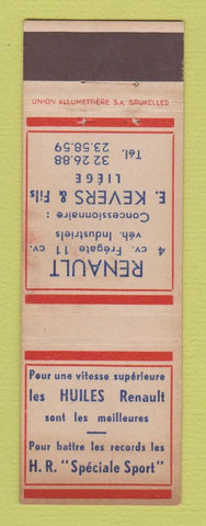 Matchbook Cover - Renault Cars Belgium