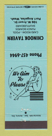 Matchbook Cover - Chinook Tavern billiards cards Port Angeles WA girlie