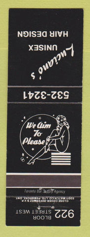 Matchbook Cover - Luciano's Hair Salon Toronto ON girlie