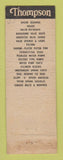 Matchbook Cover - Thompson Auto Parts Bird Berkeley CA