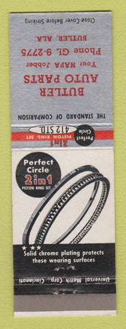 Matchbook Cover - Perfect Circle Piston Rings Butler AL NAPA