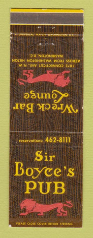 Matchbook Cover - Sir Boyce's Pub Washington DC