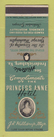 Matchbook Cover - Princess Anne Hotel Fredericksburg VA