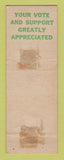 Matchbook Cover - Jos Baker for Sheriff Election WEAR