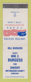 Matchbook Cover - Wm Burgess Sheriff Ontonagon County