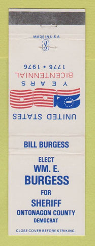 Matchbook Cover - Wm Burgess Sheriff Ontonagon County