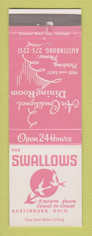 Matchbook Cover - The Swallows Austinburg OH restaurant