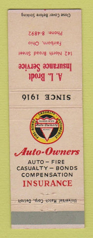 Matchbook Cover - AL Brodt Insurance Fairborn OH