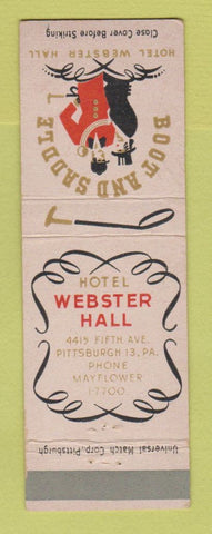 Matchbook Cover - Hotel Webster Hall Pittsburgh PA Boot and Saddle