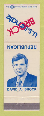 Matchbook Cover - David Brock US Senate Election