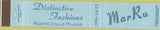 Matchbook Cover - MarRu Fashions  10 Strike