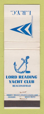 Matchbook Cover - Lord Reading Yacht Club Beaconsfield WEAR