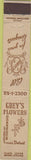 Matchbook Cover - Grey's Flowers Detroit MI 10 Strike