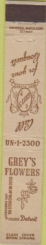 Matchbook Cover - Grey's Flowers Detroit MI 10 Strike