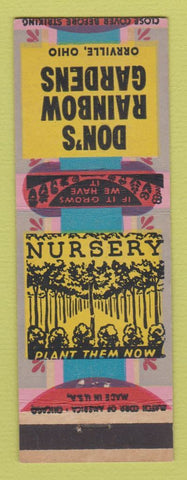 Matchbook Cover - Don's Rainbow Gardens Orrville OH WWII