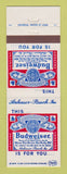Matchbook Cover - Budweiser Beer Anheuser Busch