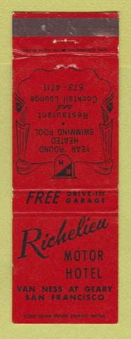 Matchbook Cover - Richelieu Motor Hotel San Francisco CA