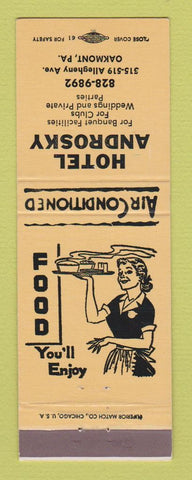 Matchbook Cover - Hotel Androsky Oakmont PA