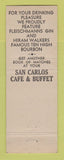 Matchbook Cover - San Carlos Cafe Buffet Phoenix AZ