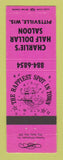 Matchbook Cover - Charlie's Half Dollar Saloon Pittsville WI girlie
