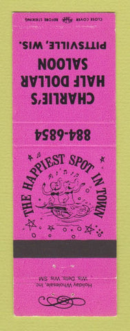 Matchbook Cover - Charlie's Half Dollar Saloon Pittsville WI girlie