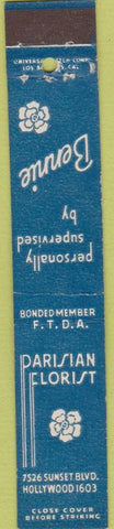 Matchbook Cover - Parisian Florist Hollywood CA 10 Strike