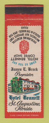 Matchbook Cover - Hotel Bennett St Augustine FL WORN BACK