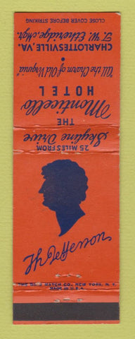 Matchbook Cover - Monticello Hotel Charlottesville VA