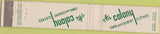 Matchbook Cover - Colony Town Country Palo Alton San Mateo CA 10 Strike