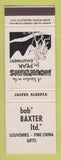 Matchbook Cover - Bob Baxter Souvenirs Gifts Jasper AB