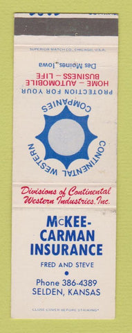 Matchbook Cover - McKee Carman Insurance Selden KS WEAR