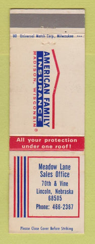 Matchbook Cover - American Family Insurance Meadow Lane Lincoln NE