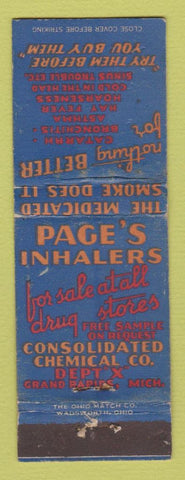 Matchbook Cover - Page's Inhaler's Grand Rapids MI WEAR