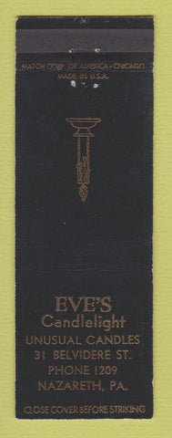 Matchbook Cover - Eve's Candlelight Candles Nazareth PA WEAR