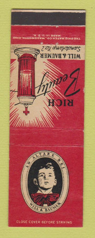 Matchbook Cover Will and Baumer Sanctolamp Religious Candle JB Reilly Newark NJ